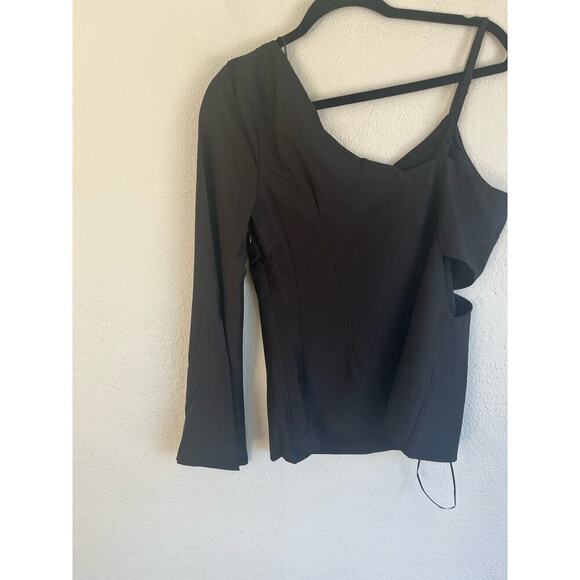 Anthropologie Endless Rose Woman Black One Shoulder Long Bell Sleeve Top… - Picture 6 of 6